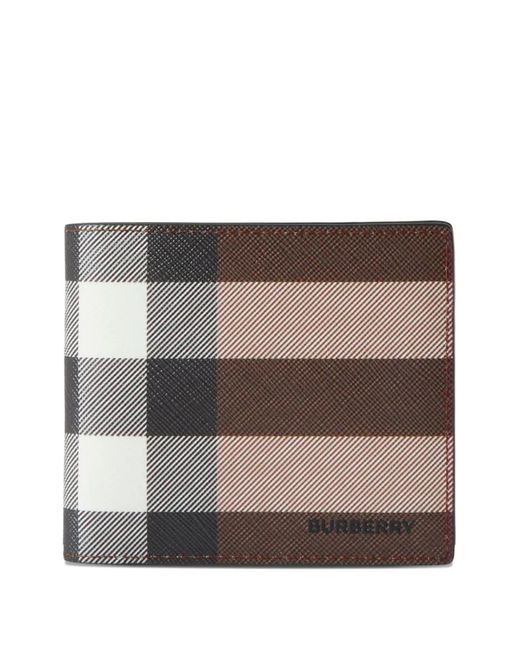 Burberry Gray Checked Bifold Wallet for men
