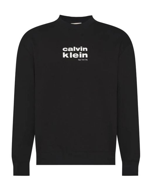Calvin Klein Black Ls 350Fleece Retro Graphic Crewneck for men