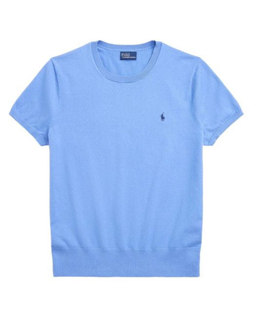 Polo Ralph Lauren Blue Polo Pony-embroidered Knitted Top