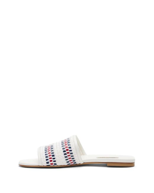 Casadei White Amalfi Woven Flat Sandals
