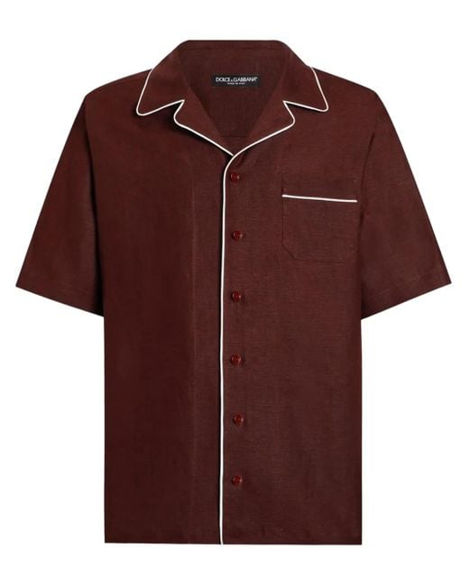 メンズ Dolce & Gabbana リネンシルク シャツ Red
