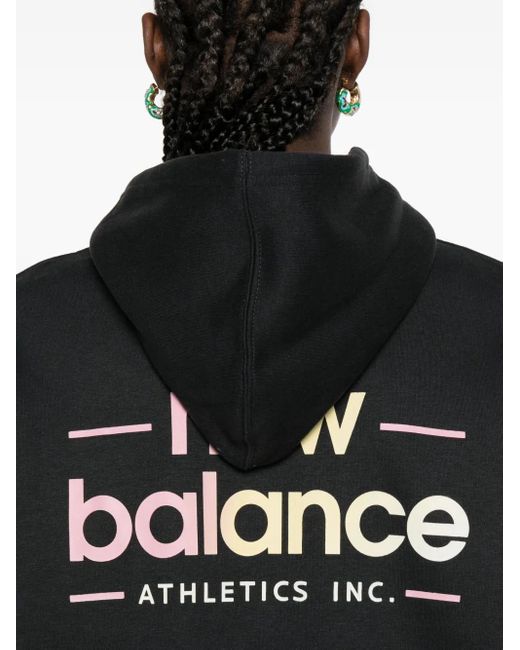 Felpa Con Cappuccio E Logo di New Balance in Black
