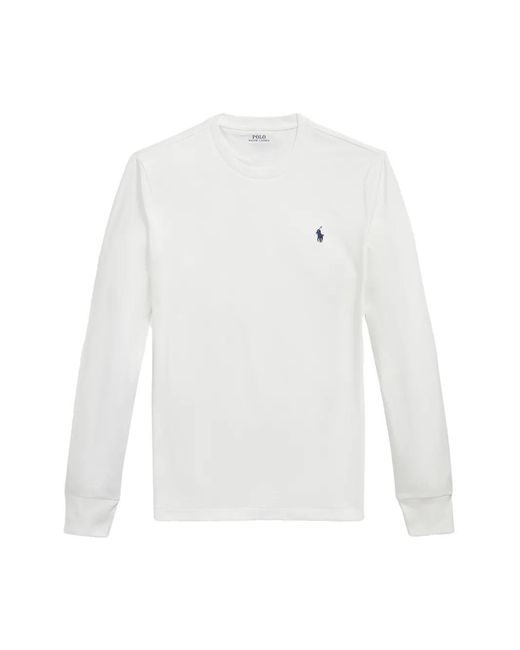 Polo Ralph Lauren White Embroidered-Logo Long-Sleeve T-Shirt for men