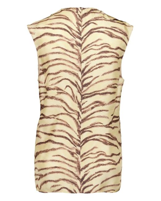 Stella McCartney Natural Tiger-Print Silk Top