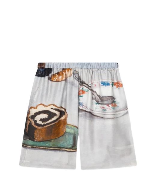 Nanushka White Short Élastiqué À Imprimé Graphique