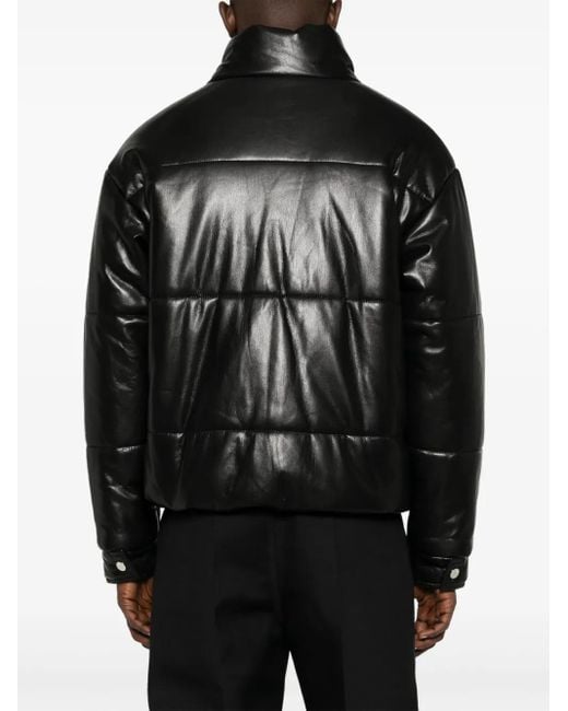 Nanushka Black Marron Faux-Leather Puffer Jacket for men