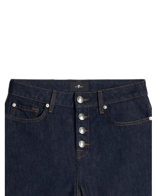 7 For All Mankind Blue Kori Button-Fastening Denim Shorts
