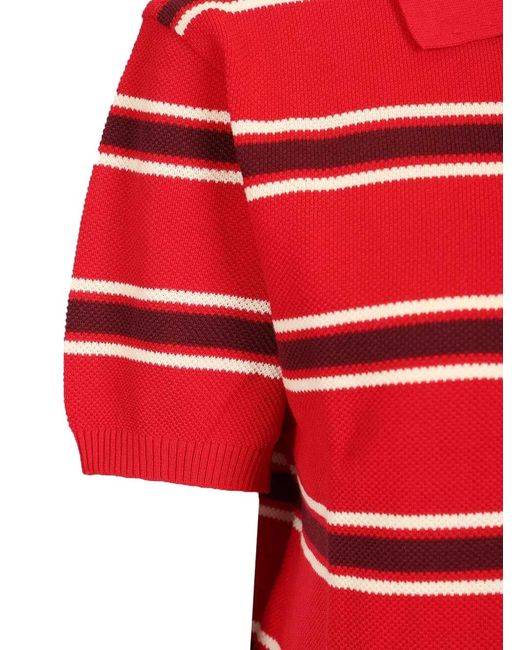 DUNST Red Striped Polo Shirt