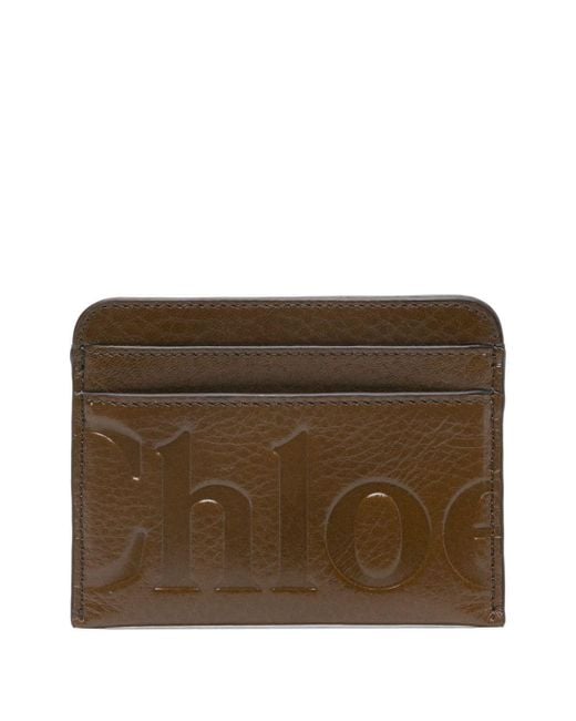 Chloé LogoDebossed Card Holder in Brown Lyst UK