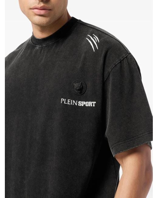 Philipp Plein Black Logo-Plaque T-Shirt for men