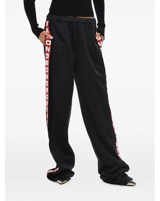 DSquared² Black Logo-Band Mesh-Insert Track Trousers