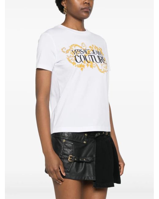 Versace Jeans Couture White Cotton T-shirt With Printed Logo