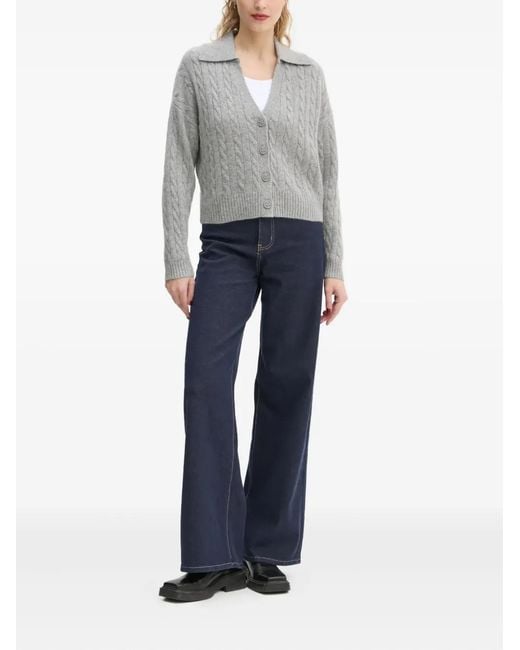 From Future Gray Cable-Knit Buttoned Cardigan