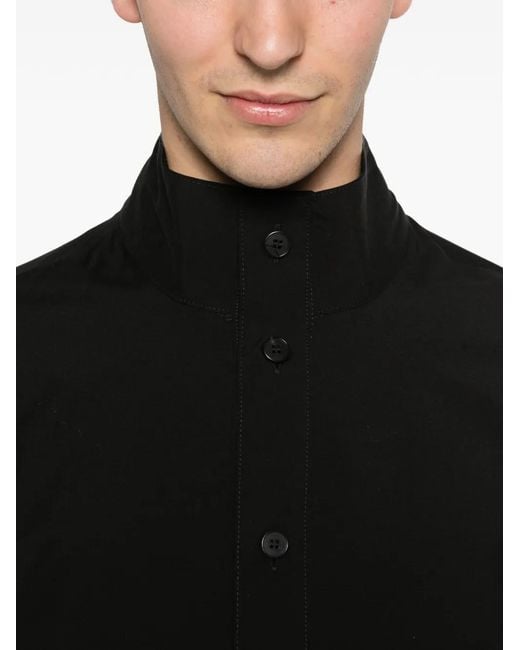 Low Brand Black High-Neck Button-Up Jacket for men
