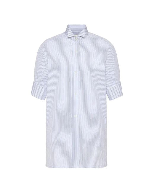 Maison Margiela White Vertical-Stripe Short-Sleeve Shirt