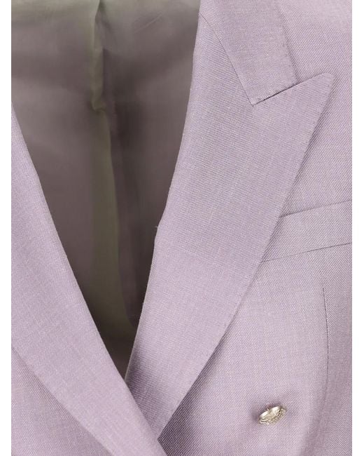 Tagliatore Purple Double-Breasted Button Blazer