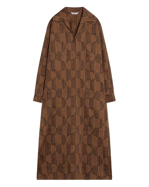 Max Mara Brown Geometric-Print Shirt Midi Day Dress