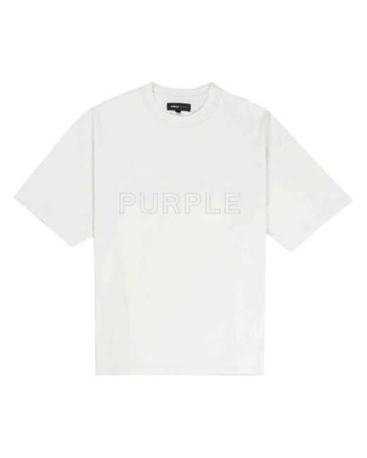 Camiseta con motivo de salpicadura de pintura Purple Brand de hombre de color White