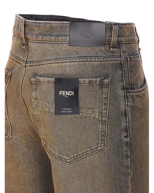 Fendi Natural Faded Straight-Leg Jeans for men