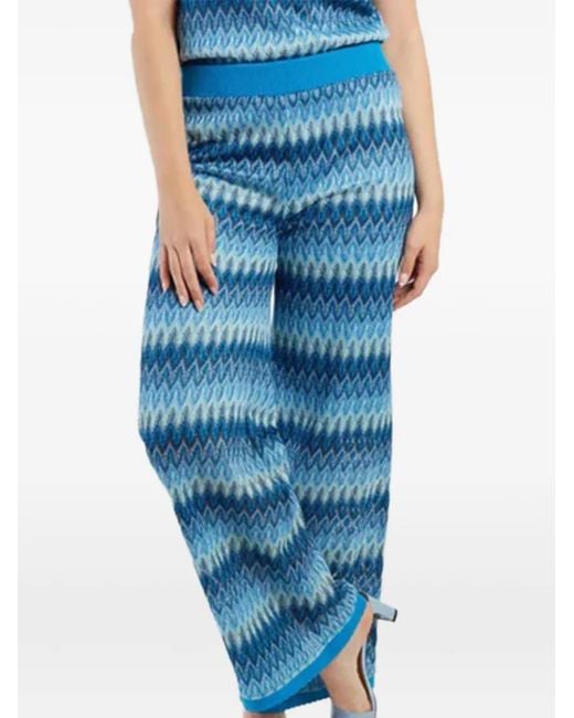 Rene' Derhy Blue Bahamas High-Waisted Flared Trousers