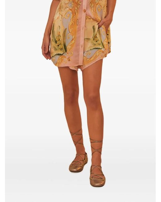 Farm Rio Orange Banana-Print Drawstring Shorts