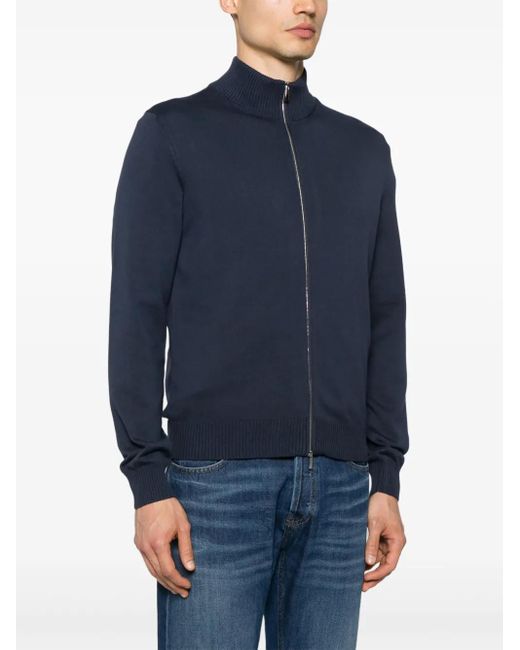 Malo Blue Zip-Up Cardigan for men