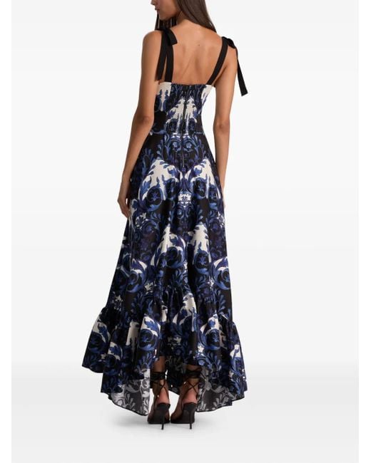 Alice + Olivia Rosalee Maxi-Jurk Met Gestrikt Bandje in het Blue