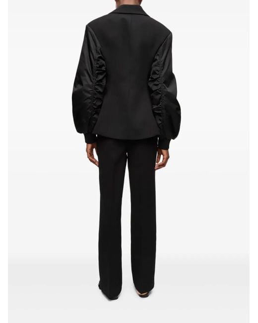 Ganni Black Blazer With Contrasting-Fabric Sleeves