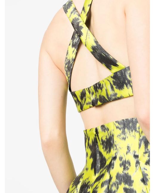 Philosophy Di Lorenzo Serafini Yellow Floral-Print Cross-Strap Bralette