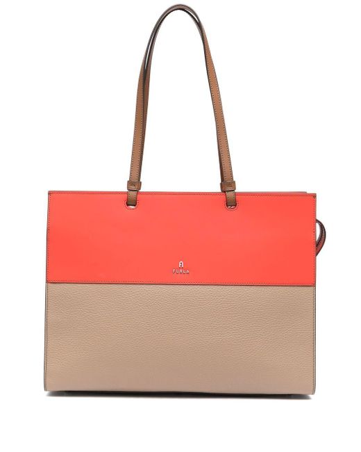 Furla Leather Large Varsity Style Tote Bag in Red Lyst