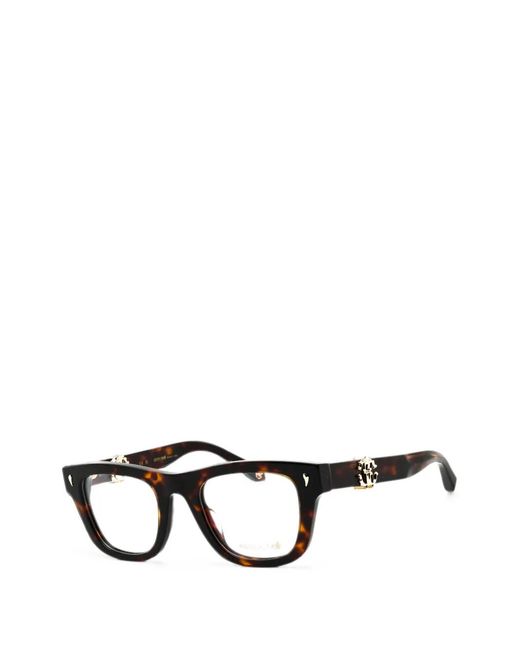 Roberto Cavalli Black Tortoiseshell-Effect Rectangle-Frame Glasses