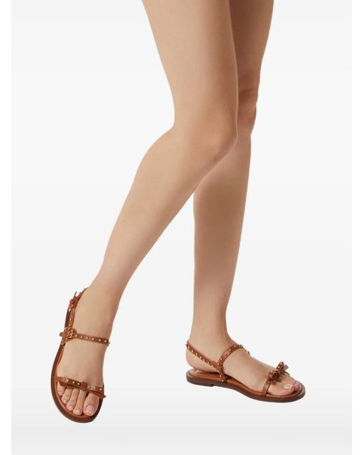 Odissi White Jackie Bow-Detail Leather Sandals