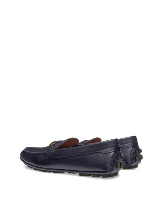 Bally Blue Crocodile-Effect Leather Loafers for men