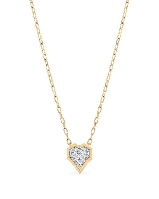 Sara Weinstock Metallic 18K Honey Comb Heart Diamond Necklace