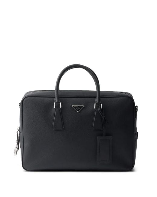 Prada Black Saffiano Leather Briefcase for men