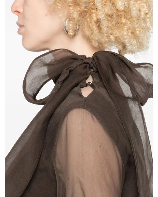 Brunello Cucinelli Verfraaide Blouse Met Gestrikte Hals in het Brown