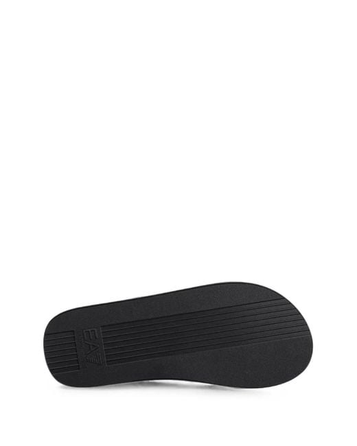 EA7 White Logo-Print Flip-Flops