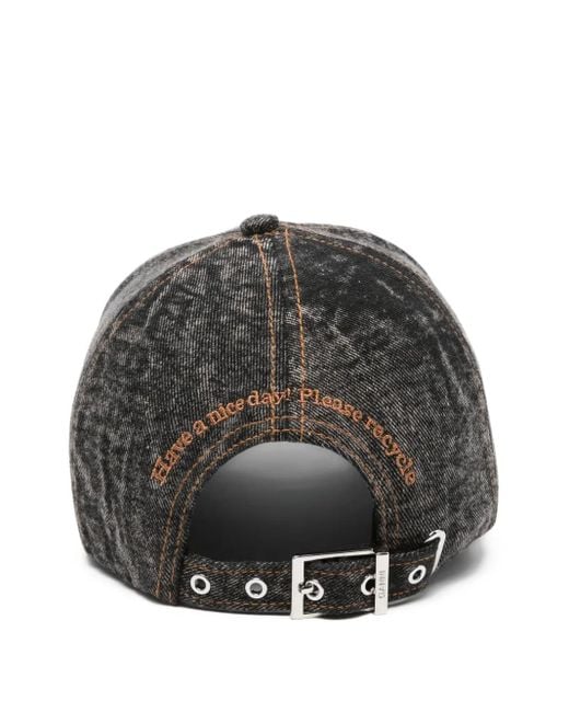 Ganni Gray Embroidered Baseball Cap