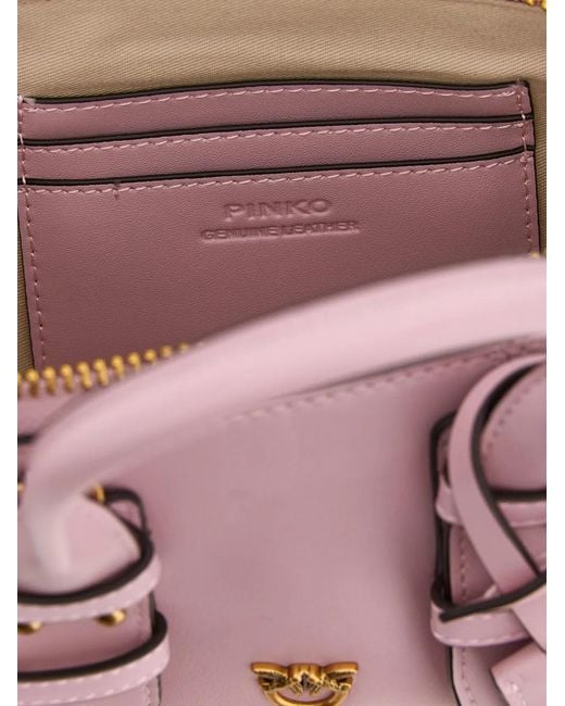 Pinko Pink Love Birds Bowling Leather Handbag