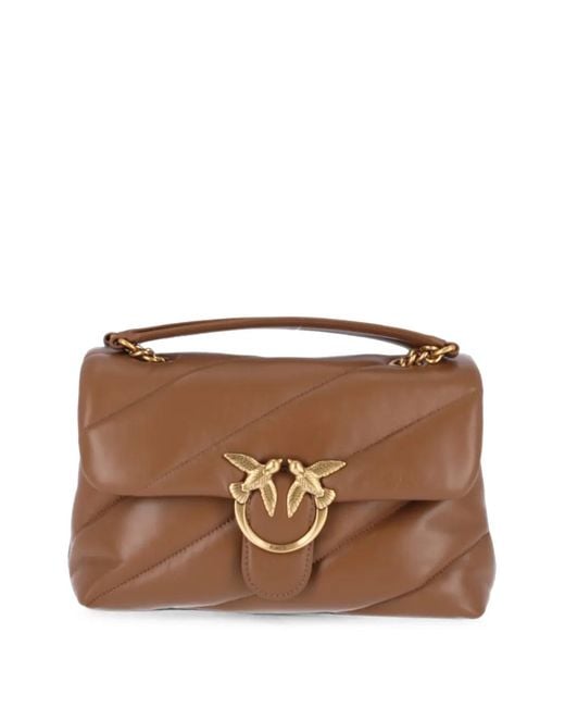 Pinko Brown Medium Love Bag Quilted Leather Shoulder Bag