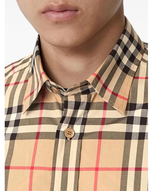 Burberry White Check Long-Sleeve Shirt for men