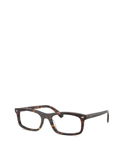 Ray-Ban White Tortoiseshell-Effect Rectangle-Frame Glasses
