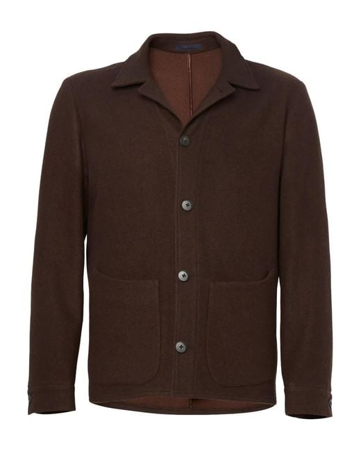 Franzese Collection Brown Wool Overshirt for men