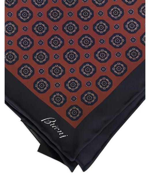 Brioni Purple Geometric-Pattern Pocket Square for men