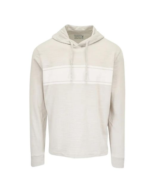 Faherty Brand White Stripe-Detail Hoodie for men