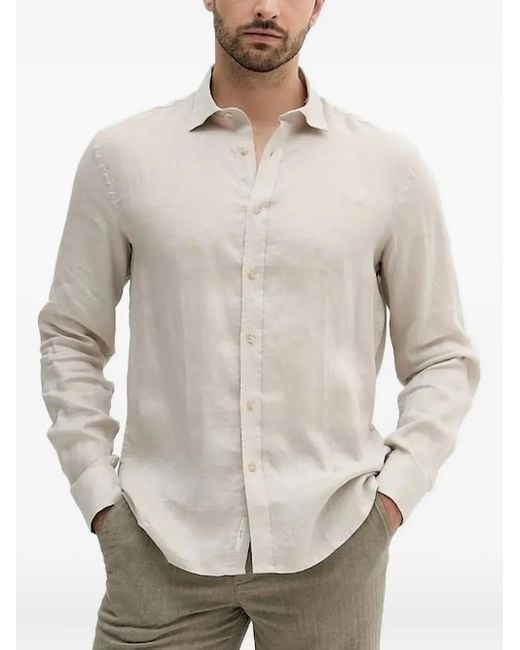 Liu Jo Natural Long-Sleeve Linen Shirt for men