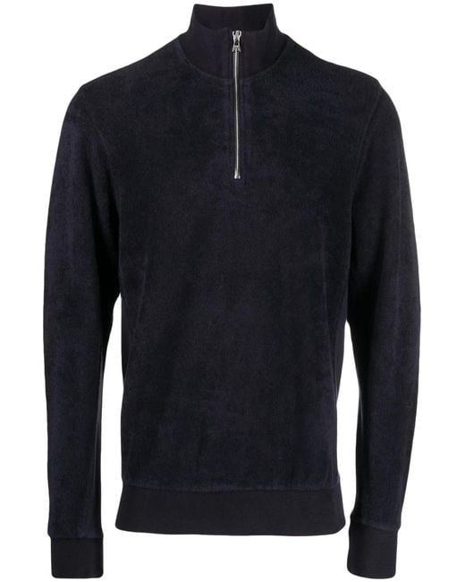 Orlebar Brown Blue Half-Zip Cotton Sweater for men