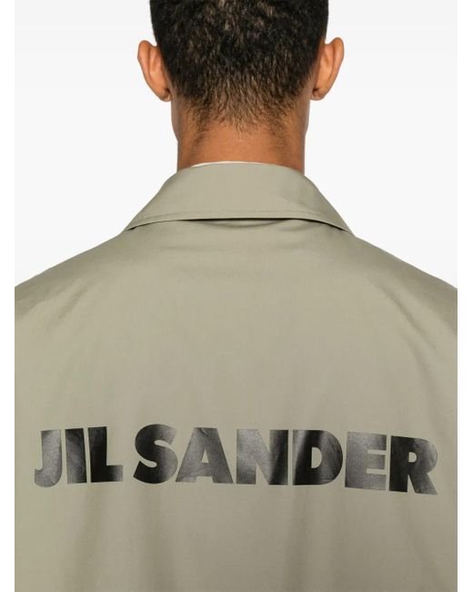 Jil Sander Green Logo-Print Jacket for men