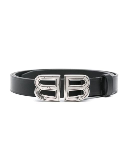 Balenciaga Black Dented Logo-buckle Belt