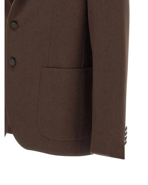 Tagliatore Brown Notched-Lapel Camel-Wool Blazer for men